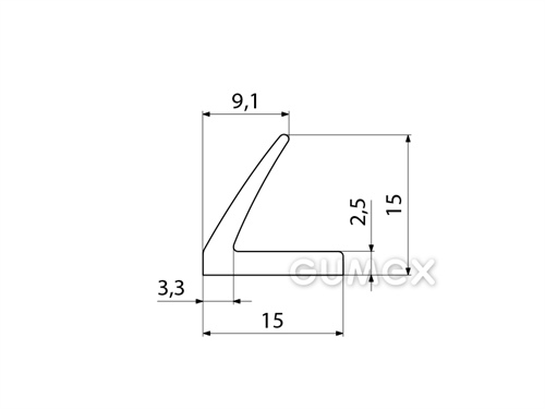 Silikónový profil tvaru "L", 15x15/2,5mm, 60°ShA, -60°C/+180°C, transparentný